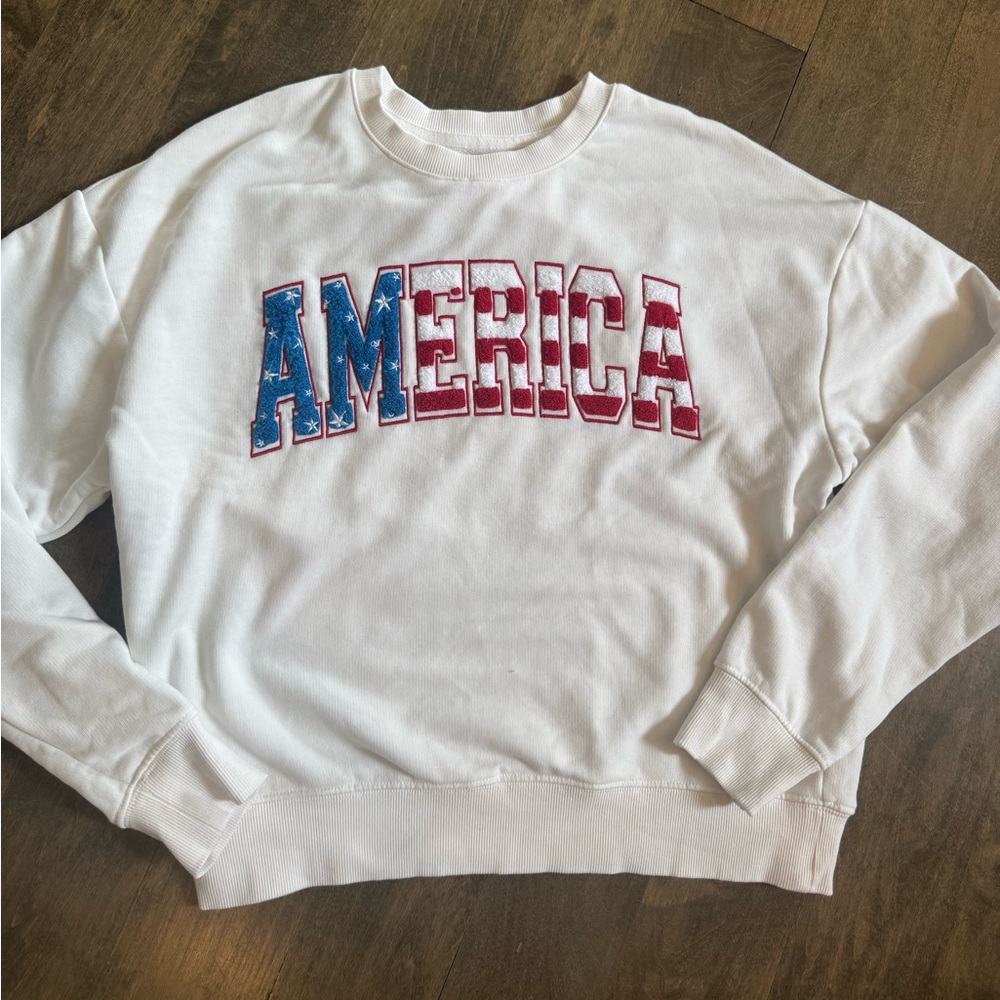 🇺🇸 Thread & Supply America Terry Letter Sweatshirt - Sz S - 4th of July Festive